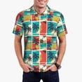 thumbnail image 3 of Balery Colorful Hawaii Palms Printed Men’s Short Sleeve Polo Shirt, Midweight Men's Shirt,Golf Polo shirts -XX-Large, 3 of 9