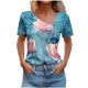 thumbnail image 1 of Top de Verano de las Mujeres, Cuello en V Moda Casual de Manga Corta Blusa, Primavera Y Verano Ligero Top, 1 of 9