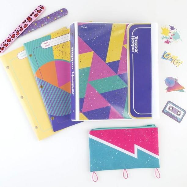 Mead Trapper Keeper Binder Bundle, 1" Round Rings, 12 in x 11.25 in