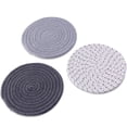 thumbnail image 2 of Tssuoun Anti-scalding Table Mat Round Pot  Heat-insulation Braided Cotton Plate Pad Washable Dining Placement Kitchen Parties Holiday 3PCS/Set Grey, 2 of 8