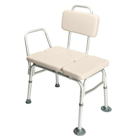 Padded Bath & Shower Transfer Bench, Adjustable Height Bath Chair with Back, Non-Slip Seat, Heavy Duty Bariatric Transfer Bench with Antimicrobial Protection for Elderly, Disabled, 302 lbs