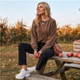 thumbnail image 7 of Womens Crewneck Sweatshirts Washed Long Sleeve Oversized Loose Fall Sweater Tops, 7 of 7