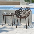 thumbnail image 4 of LeisureMod End Table in Aluminum with Tempered Glass Top and Floral Cutout Design Painted Finish Indoor and Outdoor Use for Modern Home, Patio, Backyard, Living Room Devon Collection in Brown, 4 of 10