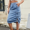 thumbnail image 4 of Womens Skirts Denim Utility Belted Midi Skirt Spring Summer Casual Skirt with Pockets Blue S, 4 of 6