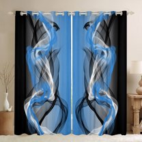 Feelyou Blue Black Striped Curtains Pack of 2 (42x84 Each), Boho Abstract Stripes Curtains Blackout, Contemporary Modern Abstract Bedroom Curtains, Curtains and Drapes Room Decor
