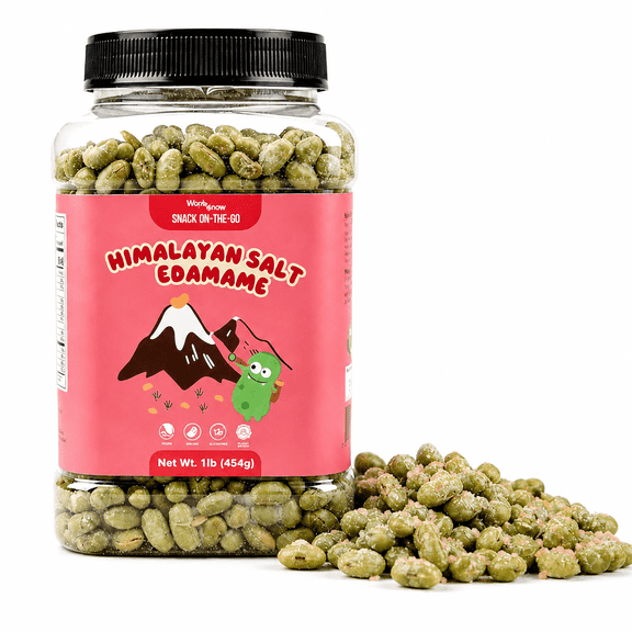WorkBrew Himalayan Salt Edamame, Crunchy Plant-Based Protein (13g) Snack, 1 lb (454 g); Made with Olive Oil