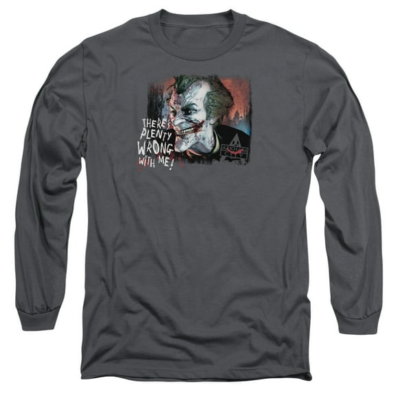 Batman Arkham City Plenty Wrong Long Sleeve Adult 18/1 T-Shirt Charcoal