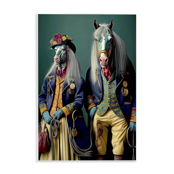 Stupell Industries Old Fashioned Horses Novelty Painting Unframed Art Print Wall Art, 10 x 15