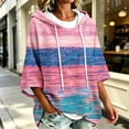 thumbnail image 6 of Solid Color Gradient Striped Women Half Sleeve Hoodie,Breast Cancer Shirts,Loose Oversized Drawstring Hooded T Shirt,Casual Tie Dye Short Sleeve Hooded Top For Daily Vacation Street Wear Pink, 6 of 7