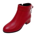 thumbnail image 3 of Zynoxe Boots for Women Soft Pu Leather Boots With Side Zipper Women Elegant Round Toe Ankle Boots Comfy Versatile Low Block Heel Dress Short Boots for Daily Red 6, 3 of 5