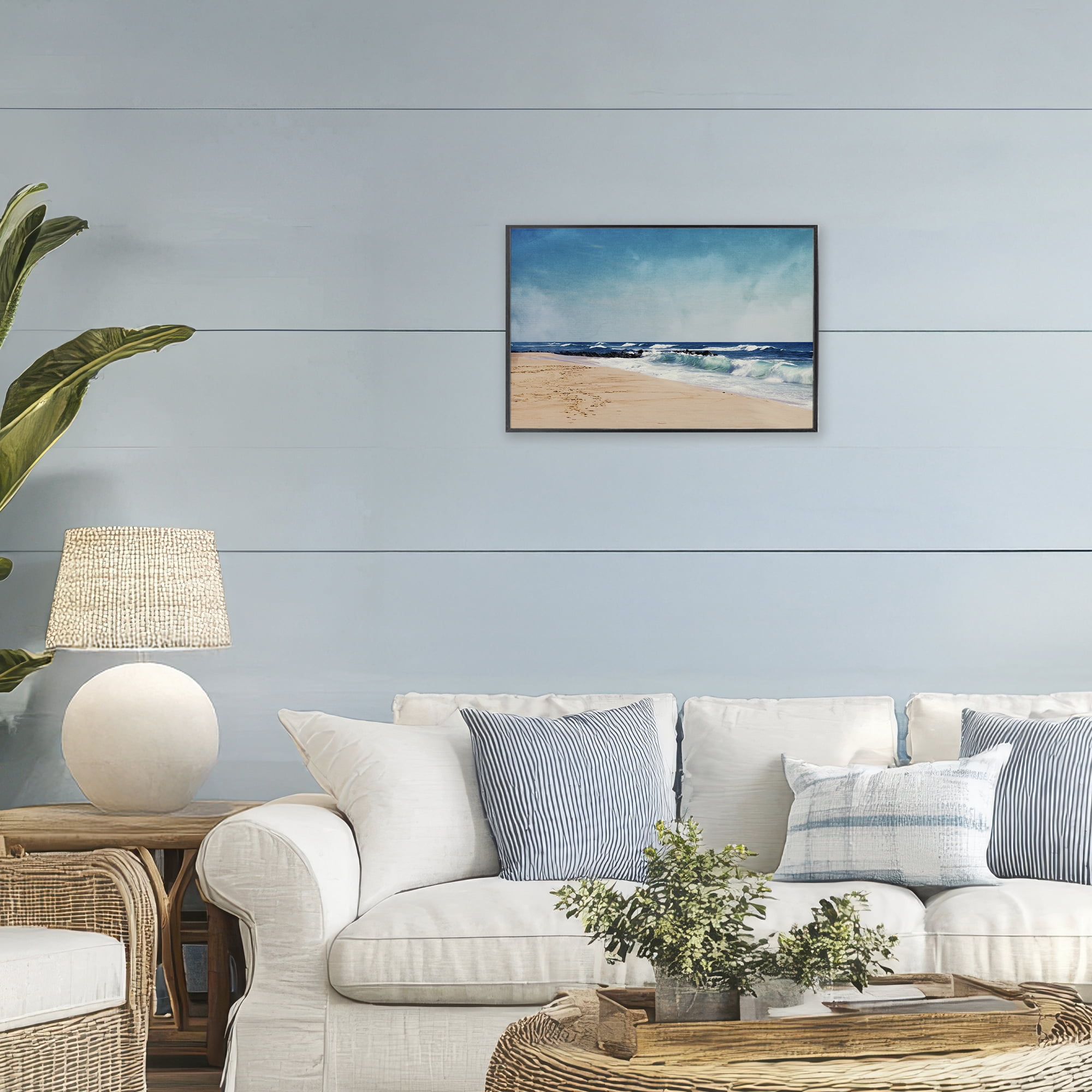 Stupell Industries Atlantic Waves Shoreline Black Framed Giclee Art, design by Dirk Wüstenhagen