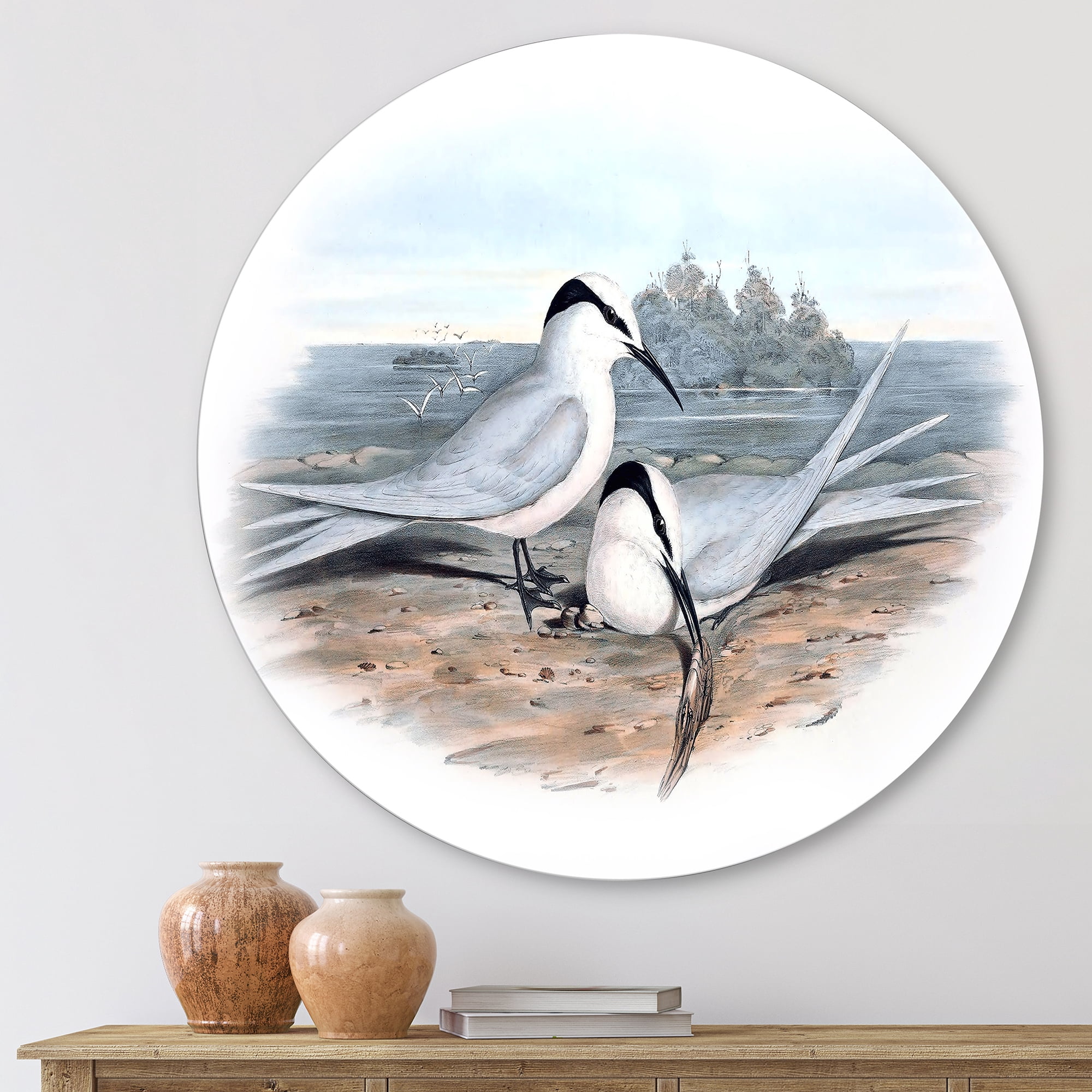 Designart 'Ancient Birds In The Wild IX' Traditional Circle Metal Wall Art 23x23 - Disc of 23