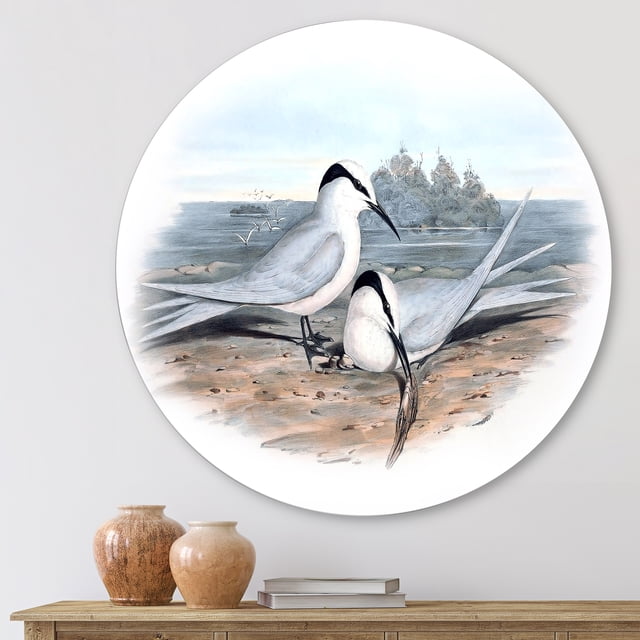 Designart - Vintage Birds In The Wild IX - Traditional Metal Circle Wall Art