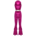 thumbnail image 4 of iiniim Women 70s 80s Disco Dance Metallic Shiny Sleeveless Jumpsuit for Halloween Party Hot Pink 3XL, 4 of 7