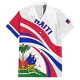 thumbnail image 3 of Camisas hawaianas con estampado 3D para hombre, aniversario de la independencia de Haití, camisas con escudo de armas y bandera de Ayiti, blusas casuales de moda para mujer, 3 of 4