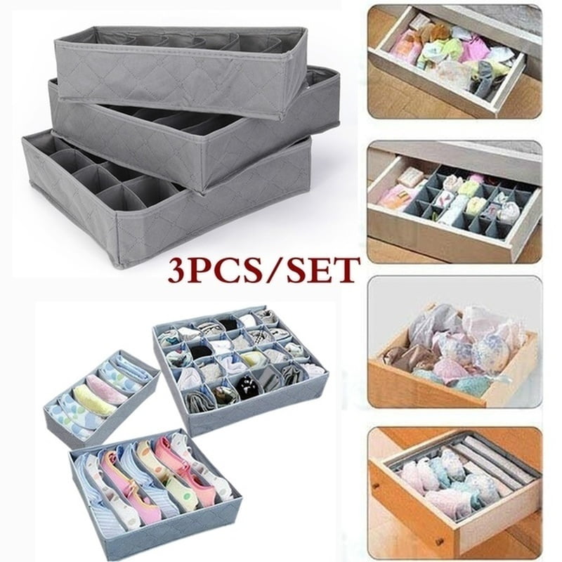 1/3PCS Drawer Divider Closet Organizer Container Underwear/Socks/Bra Storage Box 