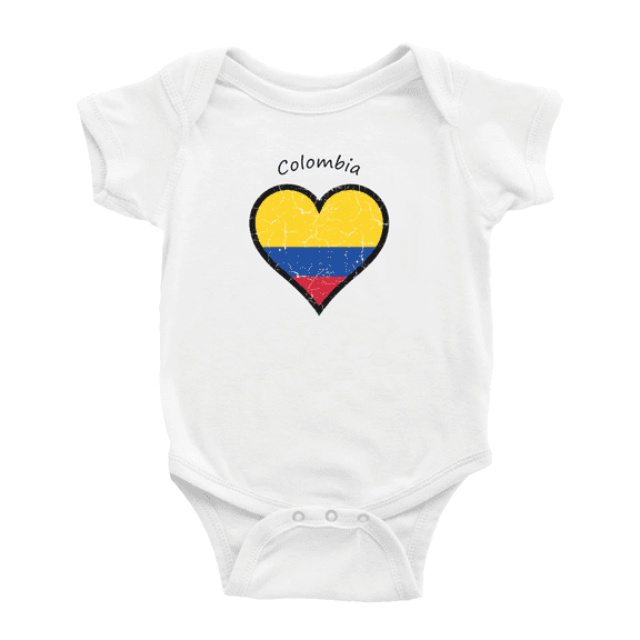 Colombia Flag Heart Love Cute Baby Clothing Bodysuits Boy Girl Clothes