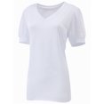 thumbnail image 4 of Womens Casual Cropped T Shirts V Neck Swiss Dot Puff Sleeve Crop Tops Summer Loose Basic Tees Tshirts, 4 of 5