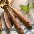 thumbnail image 3 of 1 Juego de cuchara medidora de acero inoxidable, herramientas de medición con mango de madera de Acacia, 3 of 5