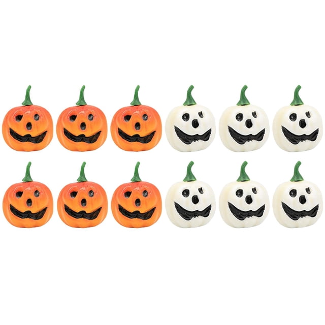 Calabazas de simulación Zulema utilería para fotos de relleno de cestas para festivales Acción de Gracias blanco y naranja