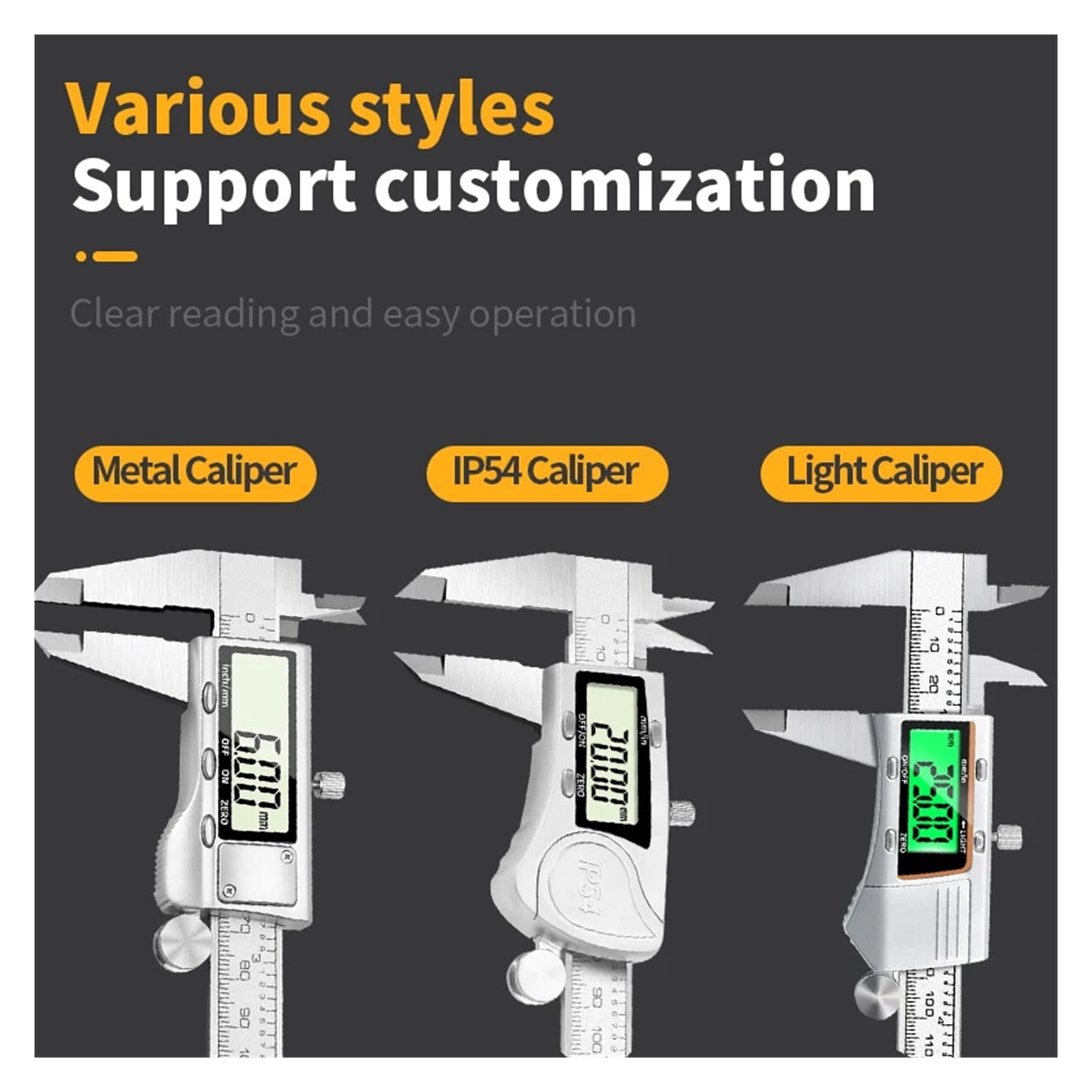 Digital Caliper Stainless Steel Metal Vernier Caliber Measuring Tools Woodworking Thickness Gauge Depth Electronic Ruler ,Precision Measuring