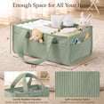 thumbnail image 2 of Corduroy Baby Diaper Caddy Organizer, Portable Nursery Storage Basket with 5 Removable Dividers, Large Diaper Organizer for Newborn Nursery Essentials, Baby Shower Gift, Sage Green, 2 of 9