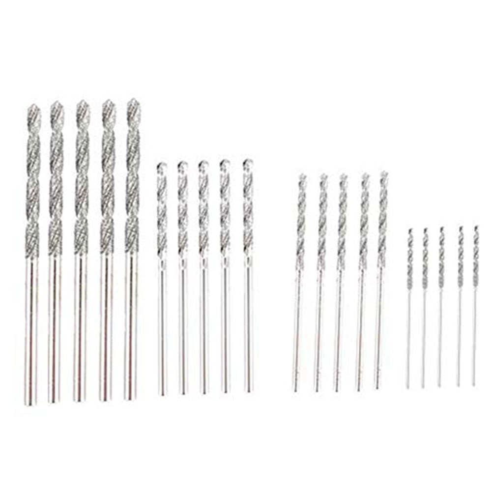 Diamond Drill Bit Set 20 Pieces 4 Sizes 1mm 1.5mm 2mm 2.5mm Twist Tip