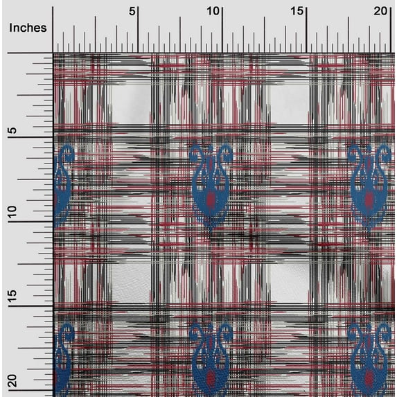oneOone Cotton Flex Fabric Swirl & Check Ikat Print Fabric By Yard 40 Inch Wide
