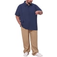 thumbnail image 2 of INSPIRE CHIC Men's Big & Tall Back to School Summer Button Down Short Sleeve Solid Color Vacation Beach Shirts 2XL Dark Blue, 2 of 5