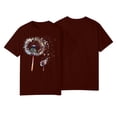 thumbnail image 2 of NAMTYQX Womens Summer Tops 2025 Casual Gemustert Patterns Soft Loose Fit Oversize Round Neck Stretch Short Sleeve Basic Tees for Women Deep Red Size L, 2 of 3