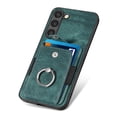 thumbnail image 5 of Compatible with Samsung Galaxy S21 Ultra, Classic Card Slots 360 Rotating Finger Ring Kickstand PU Leather + TPU Frame Magnetic Closure Back Case Cover for Samsung Galaxy S21 Ultra, Green, 5 of 12