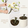thumbnail image 2 of 5FT Faux Magnolia Tree with 120 Realistic Flowers, Vivid Leaves & Moss in White Pot for Indoor/Outdoor Yard, Patio, Home/Office Decor, 2 of 7
