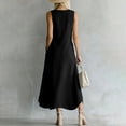 thumbnail image 6 of Makaor Linen Dresses for Women Plus Size Sheath Button Maxi Dresses Sleeveless Solid Crew Neck Beach Vacation Clothes Black S, 6 of 7