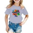 thumbnail image 1 of Rovga T-Shirt d'Été pour Filles de 5 à 6 Ans, Imprimés de Dessins Animés, Chemise Imprimée à Manches Courtes, Col Rond, Classique, Gris, 1 of 4