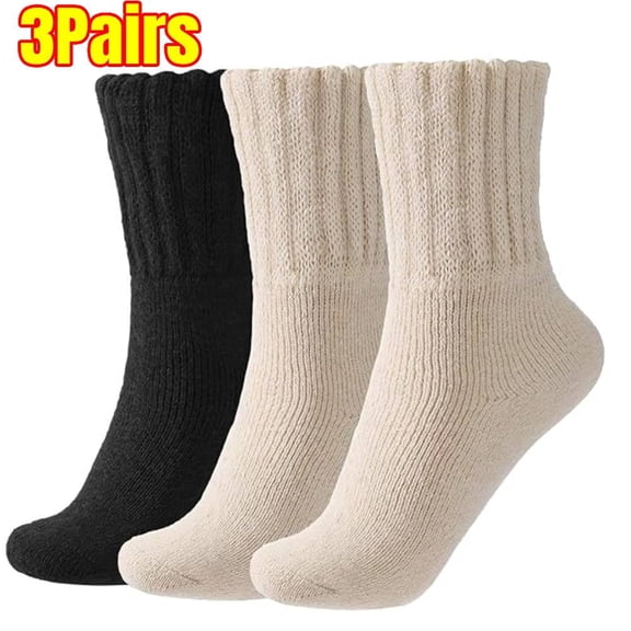 3 Pairs Boot Socks for Women Winter Solid Thick Warm Socks Cozy Crew Socks Christmas Gift