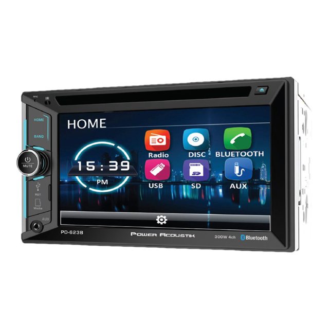 Power Acoustik PD-623B Récepteur DVD Incite à Double DIN au Tableau de Bord 6,2 Pouces avec Bluetooth