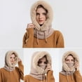 thumbnail image 6 of GRNSHTS Women Winter Hood Faux Fur Hat with Knitted Ski Mask Scarf Neck Warmer Fleece Lined Balaclava for Snow Outdoor Sports (Beige), 6 of 8