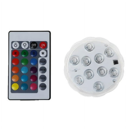 

Submersible LED Light With Remote Controller Waterproof RGB Multi-color 10-LED L