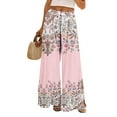 thumbnail image 2 of Dress Pants Women Petite High Waisted Wide Leg Summer Beach Vacation Pants Boho Lounge Casual Palazzo Trousers, 2 of 8