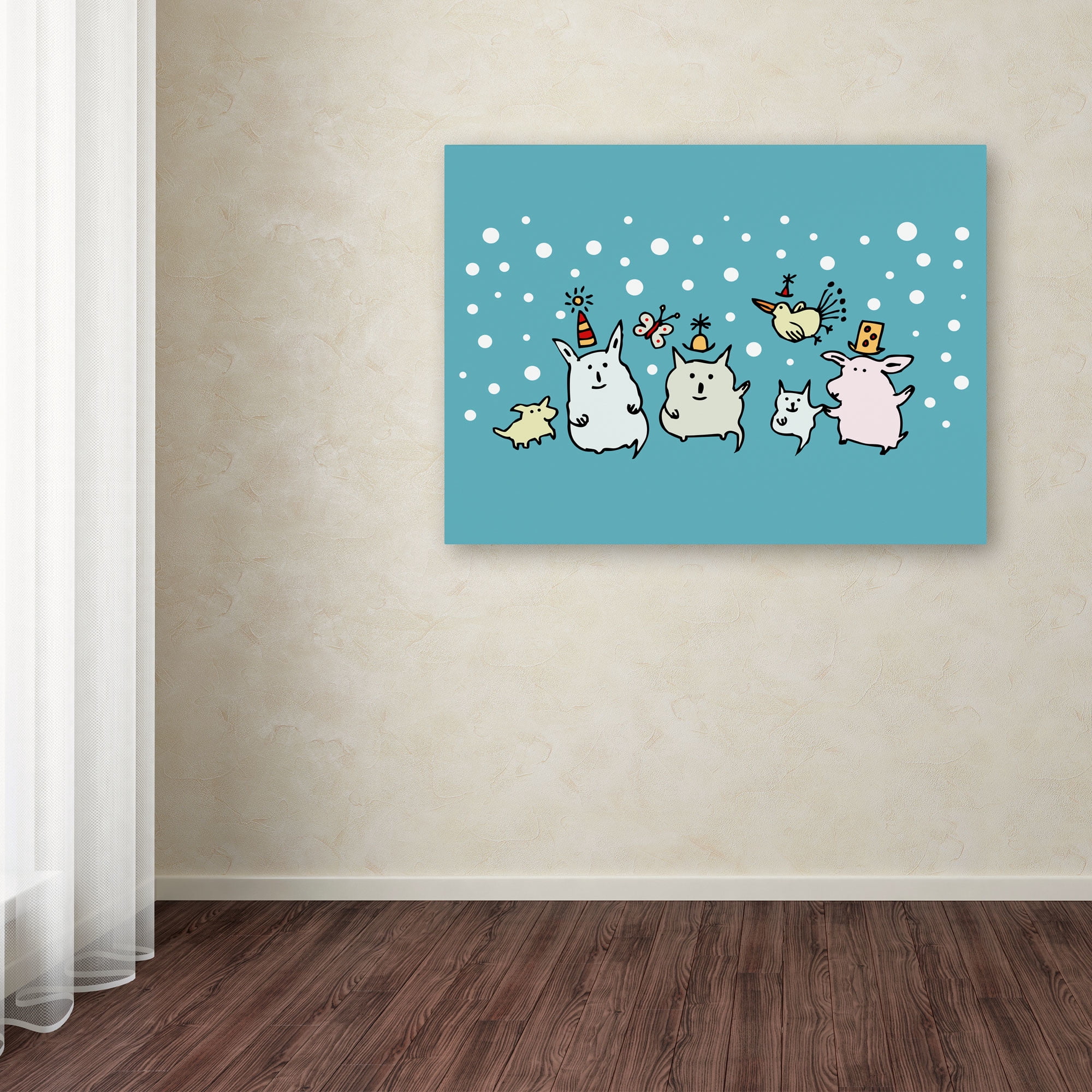 Trademark Fine Art "Christmas Creatures in Blue" Canvas Art by Carla Martell