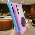thumbnail image 4 of Clear Case for Samsung Galaxy S24 Case with Magnetic 360 Rotatable Ring Stand [Compatible with MagSafe], Heavy Duty Military Grade Protection Cover with Ring Kickstand for Women Men, Purple, 4 of 9