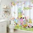 thumbnail image 5 of Hometravel Easter Holiday Bath Shower Curtain, No Drill Required Linen Fabric Curtain with Hooks, Water Resistant Tub and Shower Liner, Seasonal Decorative Curtain for Bathroom Decor, 5 of 6