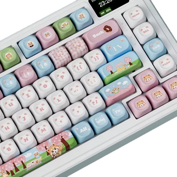 YIEMEEN 135Key Cute Panda Spring PBT Keycaps OQO Profile DYE-SUB Keycap for Mechanical Keyboards