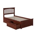 thumbnail image 3 of Mission Twin Platform Bed with Matching Footboard & Storage Drawers in Walnut, 3 of 7