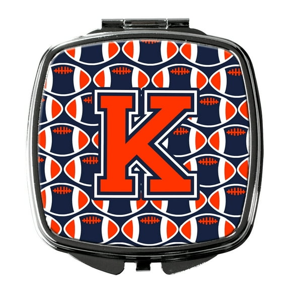 Letter K Football Orange Blue and white Compact Mirror CJ1066-KSCM