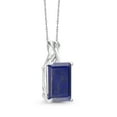 thumbnail image 2 of Gem Stone King 10K White Gold Blue Lapis Pendant Necklace for Women (6.00 Cttw, Gemstone Birthstone, Emerald Cut Cut 14x10MM, with 18 inch Chain), 2 of 5