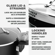 Gotham Steel 5 Qt Nonstick Pasta Pot Pasta Pot with Strainer Lid & Twist and Lock Handles, Multipurpose Ceramic Stock Pot, Soup Pot with Lid, Pasta Cooker, Spaghetti, Rice, Dishwasher Safe, Black