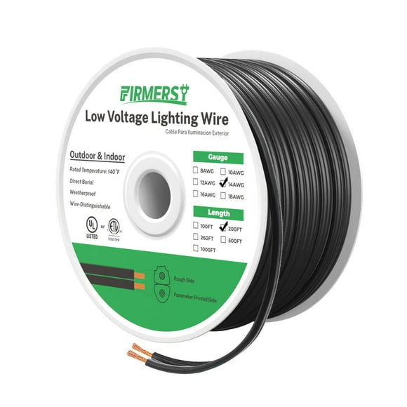 FIRMERST Câble d'Éclairage Extérieur Basse Tension 14/2 pour Paysage 200 Pieds
