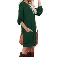thumbnail image 5 of Women's Casual Dress Long Sleeve Round Neck Solid Color with Pocket Classic Fit Midi Dress for Spring Fall Everyday,Army Green,L, 5 of 8