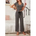 thumbnail image 3 of Richie House Pajamas Set Women Rib Crop Top Pants Pullover Lounge Pjs Set Pajama RHW4021, 3 of 7